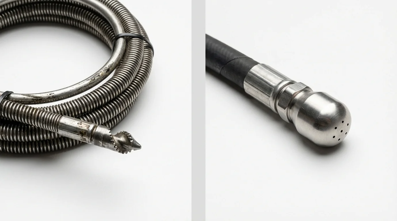 Drain snake cable and hydro jetting nozzle used for drain cleaning in Cornersville, TN