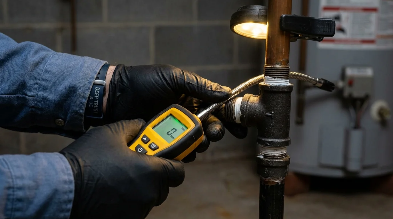 Gas leak detection with electronic sniffer by Johns Plumbing LLC in Cornersville