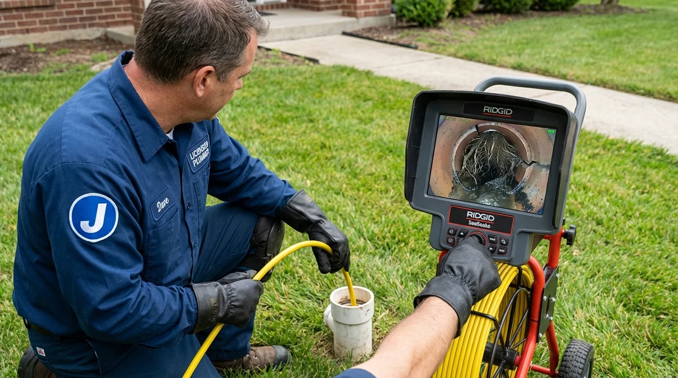 Sewer camera inspection being performed by Johns Plumbing LLC in Cornersville
